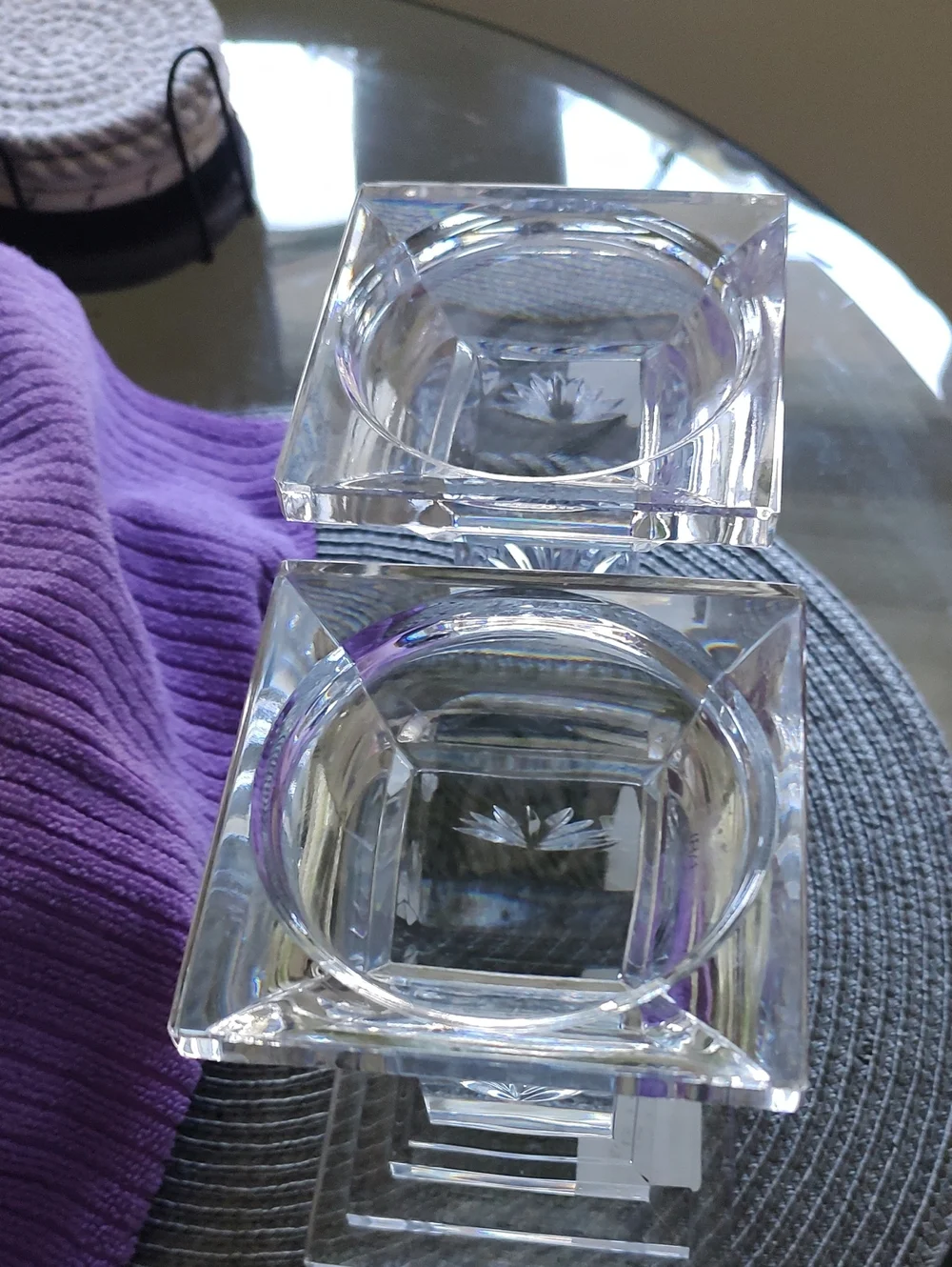 A Set Of Two Waterford Fan Light Pillar Candle Holder
